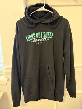 Lions Not Sheep Black Hoodie with Mint Logo